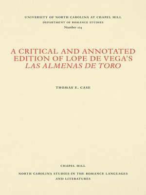 cover image of A Critical and Annotated Edition of Lope de Vega's Las almenas de Toro